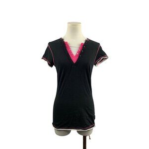 Anxiety Black & Pink Combo Top Large Y2K Style